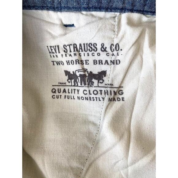 Levi's Strauss & Co Short Linen Chambray Blue‎ Flat Front Chino Men's 40 - Picture 7 of 8